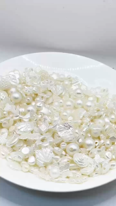 100g Baroque mixed bows roses shells and other imitation pearl spacers suitable for DIY jewelry making
