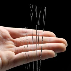 2Pcs 0.15-0.7mm Stainless Steel Big Eye Beading Needles Easy Thread String Cord Pins for Beads Pearls Jewelry Making Sewing Tool