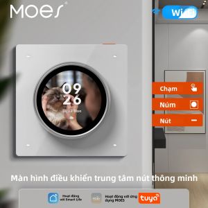 Nút Điều Khiển Thông Minh WiFi MOES Tuya Với Màn Hình Điều Khiển Trung Tâm Cảm Ứng Xoay 3 Rơle 4 Nút Lập Trình Được Các Chế Độ Chuyển Đổi Cho Nhà Thông Minh