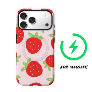 Cute Red Strawberry Phone Case for iPhone 18 17 16 15 14 13 12 11 Air Pro Max Plus Double-layer Cover