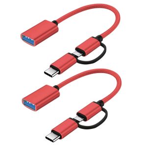 (2-Pack) 2-in-1 Micro to Type-C OTG Adapter USB to Type-C Connector Compatible with Xiaomi Samsung Huawei OTG Converter MacBook