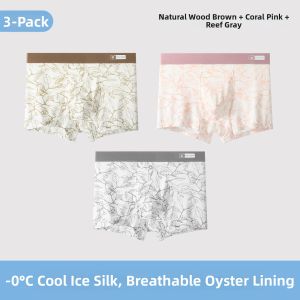 New Breathable Ice Silk Flat Four Corners Mens Underwear Anti-Bacterial 100A