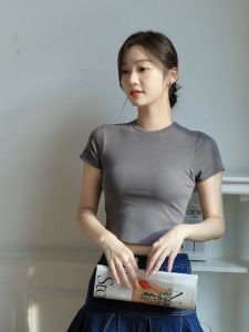 Einashop April Bra Padded Cropped T-shirt SG Ship
