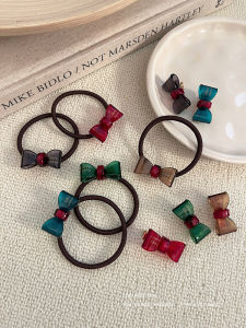 Korean Style Acetate Butterfly Knot Hair Ties Womens New 2025 Fashion Sensation Hair Bands Popular Leather Cover Rubber Bands