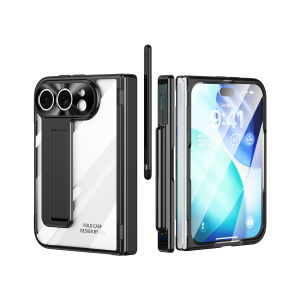 szhaiyu | For iPhone DuoElectroplated Magnetic Hinge Phone Case With Front Flim Glass With S Pen Lens Protection Shockproof Cover Funda