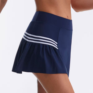 High Waist Sports Mini Skirt Womens Fitness Yoga Shorts Breathable Quick Dry Tennis Short Skirt Fake Two-Piece Anti-Light