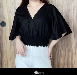 WH13 Fariza Blouse Crop Vneck Baju Wanita Model Baru