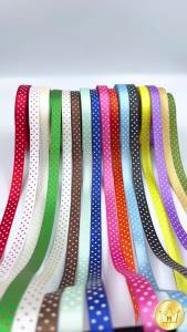 ริบบิ้นผ้าต่วน ลายจุด 12มม. 40 หลา