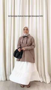 Fimelo Ribbon Shirt (Kemeja Polos Wanita Tali Pita)