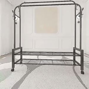 Double-Pole Clothes Hanging Rack / Rak Baju Murah / Rak Pengering Pakaian Strong Steel Structure Laundry Rack Cloth Organizer晾衣架