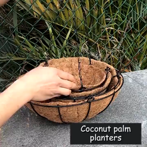 Hanging Flower Pot Iron Wall Hanging Large Hanging Planters for Outdoor Indoor Plants with Coconut Liner