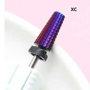5-in-1 Purple Professional Tungsten Carbide Nail Drill Bits Unscented Tapered Milling Cutters for Gel Acrylic Removal Manicure