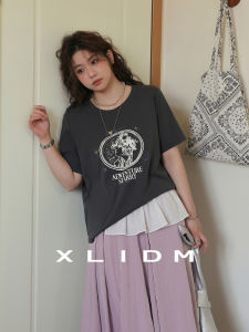 XLIDM Womens T-Shirt Breathable Short Sleeve round Neck Printed Loose Fit Summer Casual Cotton Blend Big Size Fashion