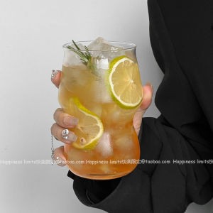 Large Capacity Glass Cup Ins Coffee Shop Design American Ice Coffee Cold Drink Juice Fruit Tea Water Cup Transparent Nordic Style