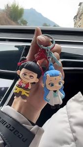 Gantungan Tas & Kunci Animasi Nezha 2 Figur 3D Kartun Aksesori Hadiah Lucu Gantungan Tas Sekolah