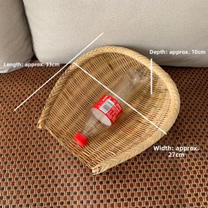 Handwoven Bamboo Basket Green Skin Open Mouthed Rice Winnowing Basket Farmhouse Restaurant Kitchenware Storage Basket