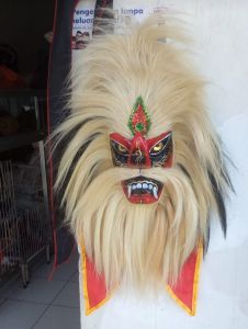 Topeng Bujang Ganong Alusan Mata Kaca Jambul Tinggi Kelas Pentas Jaranan Kuda Lumping