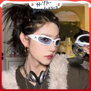 สวัสดี-แว่นกันแดด Y2k Ins แว่นกันแดดสำหรับผู้หญิงกันลมพังก์ฮิปฮอปพิมพ์รูปพระจันทร์เสี้ยวสำหรับผู้ชายแว่นตาคู่รัก W883