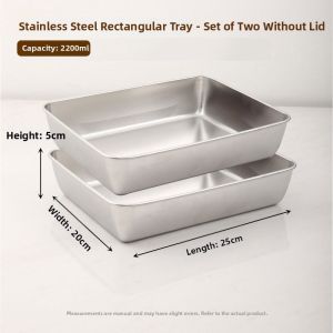 Stainless Steel Covered Tray Rectangular Food Grade Preparation and Display Dish