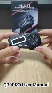 【🔥SG STOCK🔥】RICHMENTMALL Q30 Pro 2-in-1 Motorcycle Helmet Bluetooth Intercom Mic SpeakersHelmet Wireless Headset with LED HD Digital Display/IP56 Waterproof/Music Sharing/Intercom Distance 1800ft/FM Radio/1000 mAh Battery Compatible with All Helmets