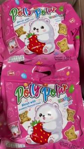 ขนมปังกรอบสอดไส้ครีมสตรอเบอร์รี่พอลลี่โพล่า ตราสยามฟู้ดส์ 120g./ถุง