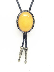 Bolo Tie MENS Suit Imitation Beeswax Pendant Turquoise Amber Simple Inlaid Plated Sterling Silver Vintage Support Wax Rope Carved