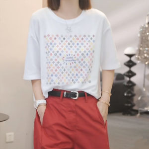 Áo Thun Tay Ngắn Thời Trang Thường Ngày Cho Nữ Mùa Hè 2025 Dáng Rộng in Họa Tiết Cổ Tròn Tay Ngắn Thiết Kế Mới