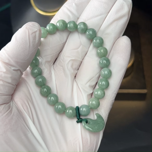 TIMESWIND Authentic Natural A-Type Jade Taiji Hook Pendant Round Beaded Women Bracelet Gift Fashion Jewelry with Certificate