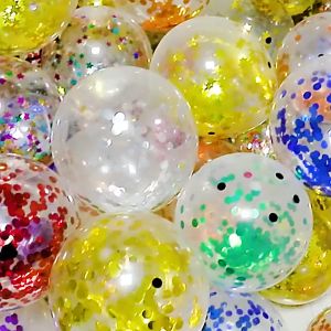 BI Balon Latex transparan isi Confetti 12 inch / Balon Confetti / Balon Latex isi S139