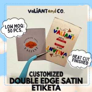 CUSTOMIZED DOUBLE EDGE SATIN ETIKETA CLOTHING TAG WASHABLE 50PCS/100PCS