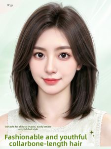 YUEDING | Natural Youthful Shoulder Length Bob Short Full Head Human Hair Wig