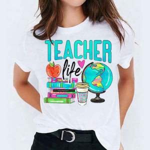 Sanrio | Graphic Shirt Stylish Print T-shirts Cartoon Female Teacher Life New Short Sleeve Summer Fashion Women Aesthetic Clothes Tops