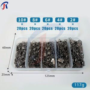 R.joy - Kili-kili Peniti Barrel Swivel dengan Interlock Snap Black Nickel Tahan Korosi Box 50pcs/100pcs/200pcs