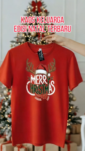 Baju Natal Keluarga Premium Couple Kaos Oblong Panjang Santai Dewasa Ibu Distro Pendek Pasangan Bahan Katun Combed 28s Sablon Digital Printing Modern