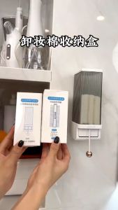 Hộp đựng bông tẩy trang cao cấp gắn tường rút bông tẩy trang tự động có nắp đậy chống bụi，Bông tẩy trang.1 hộp 50 bông