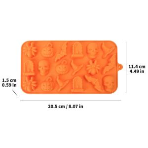 Halloween Food-Grade Silicone Baking Mold Ghost Spider Pumpkin Skull Bat Shape Chocolate Candy Cookie Non Stick DIY Kitchen Tool ﻿