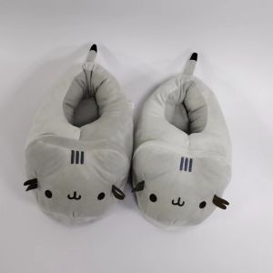 Cartoon Full Covered Cat Slippers Warm Winter Slides Soft Plush Doll Indoor Cute Anime Bedroom Shoes For Man Woman Home Use