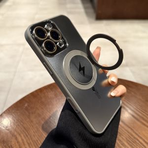 AO.HU | Titanium Color AG Matte Magnetic Phone Case Rotatable Bracket 16promax 15 New Models