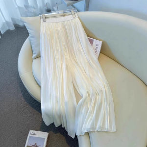 White Light Breathable Ice Silk Culotte Pants High Waist