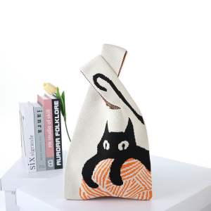 [SG Seller] Lunch Bag Candy Color Knit Tote Bag Women Handbags Cute Shopping Reusable Sling Bag Mother Day