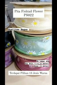 1ROLL Pita Ribbon Fishtail Flower 4cm - Pita Gelombang Kado PS022