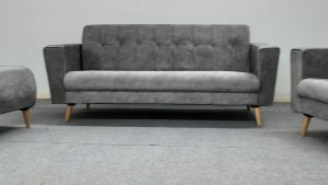 FREE INSTALLATION WEST MALAYSIA 2+3 Seater Sofa Set | Sofa Ruang Tamu Malaysia | Grey Velvet Fabric Sofa | Modern Living Room Sofa + Free Bench