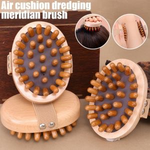 Air Cushion Dredge Meridian Brush Home Head Care Accessories Beech Massager Portable Anti-Static Wooden Body Massage Brush  for Unblocking Tendons Collaterals