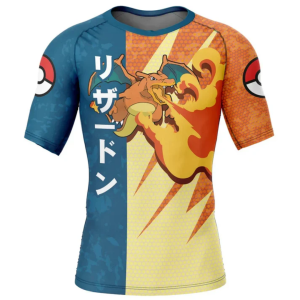Bandai | Summer 2026Pokemon Charizaur "Japanese Two-Color Flame" Tight Sporty Theme 3D Printed Breathable T-shirt for Adults and Children