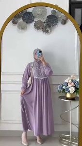 YURAI GAMIS POLOS LINEN KOMBINASI BRUKAT LD 120