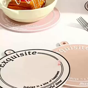 Round PVC Placemats and Coaster Silicone Kitchen Counter Mats - Heat Resistant Non-Slip Durable & Washable Perfect fo