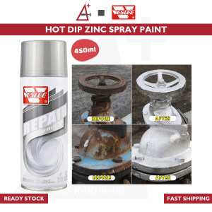 VESLEE Hot-Dip Zinc Spray Paint Silver 450ml 卫斯理 热浸锌专用修补剂 镀锌喷漆 Repair Agent Cat Semburan Repair Agent