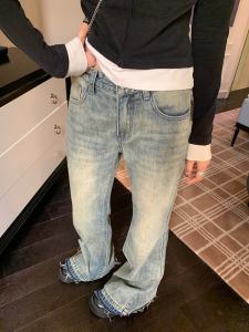 สไตล์อเมริกัน ก้นระฆังล้าง กางเกงยีนส์ ผู้หญิง ความยาวพื้น กางเกงขายาว ธรรมชาติ เอว กางเกงขายาว ฤดูใบไม้ผลิ ฤดูใบไม้ร่วง ฤดูกาล