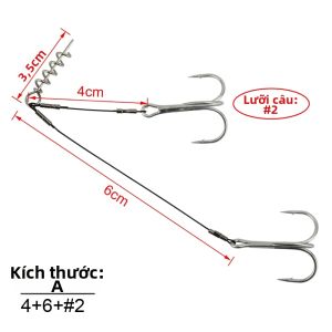 Móc Câu Cá RoseWood Corkscrew Stinger Rig Móc Ba Ngạnh Sắc Bén Thép Carbon Cao Cấp Dùng Cho Mồi Mềm Câu Cá Biển Câu Cá Trên Thuyền.