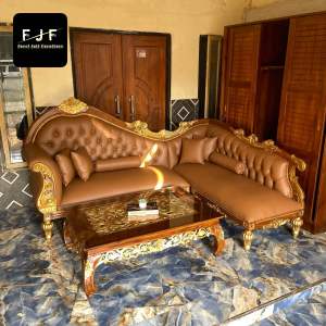 Kursi Tamu Sofa Louis Rangka Kayu Jati Tua Kombinasi Ukir Classik